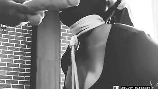 BDSM sex tape features bound slave getting fucked in the mouth and pussy