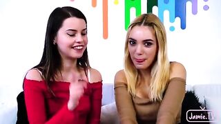 Two girls share a huge dick of Nico Nice in an intense threesome