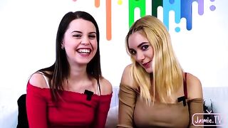 Two girls share a huge dick of Nico Nice in an intense threesome