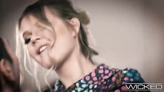 A cute and giggly blonde girl is getting fucked by a dick