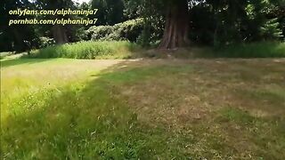 Busty MILF gets banged outdoors and receives a messy facial
