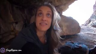 Three hikers lost in the wilderness, getting it on to keep warm