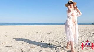 First time posing naked and fucking on the beach