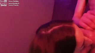 A cute girl gets her face covered with sperm after intense action