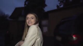 Public Agent Alba Lala exposes her small boobs to earn some quick cash on the street