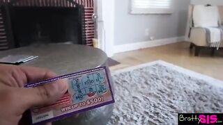 The stepbrother has a huge dick, and he wants his stepsister to ride it
