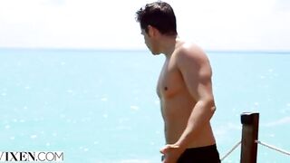 Stunning brunette Gianna Dior gets banged on the desert island in 4K