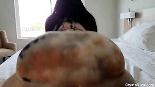 Naughty IG model invites Papi to her hotel room to cum on her big Latin booty