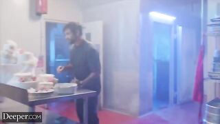 The appetizing girl is participating in a baking competition with Alyx Star