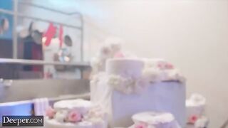 The appetizing girl is participating in a baking competition with Alyx Star