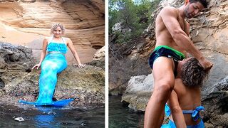 A sexy mermaid seduced me to fuck her in the sea