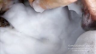 Horny blondie sucks my dick in the bath and fucks me