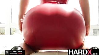 Abella Danger gets her juicy booty pounded by two cocks in a raw DP scene