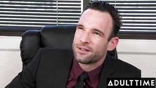 April Olsen gets fucked by her boss in his office and takes it like a champ