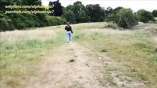 A guy fucked a girl in the park and gave her cum on face