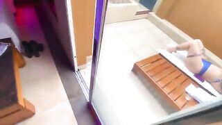 Redhead Deepthroat has sex in bikini with employee in public place