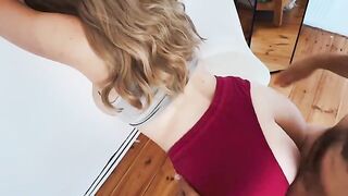 He grabbed my pants to love me. Cum on tits. Wow! A stunning moment of passion!