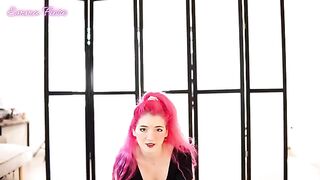 Pink haired teen Emma Fiore dances and strips for you