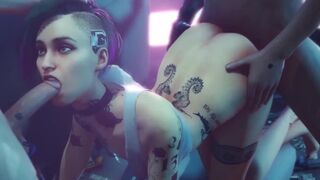 Judy Alvarez and Panam Palmer in cyberpunk anal action