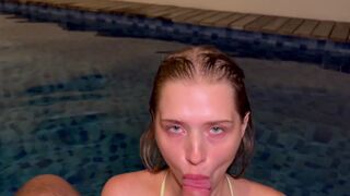 A California girl loves having sex in the pool and sucking dicks
