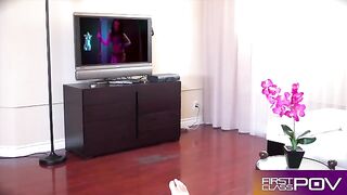 Adriana Chechik gets her slutty mouth full of cock and cum