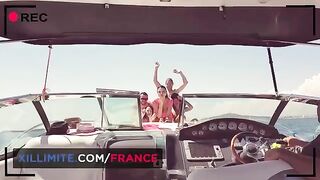 Curvy cougar with big tits enjoys sex on the yacht