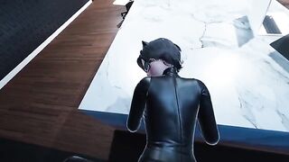 Catwoman fucks with the boss in the office, showcasing her seductive skills