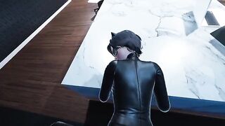 Catwoman fucks with the boss in the office, showcasing her seductive skills