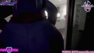Strap-on sex with two hot lesbians in Spiderman cosplay, featuring Purple Bitch’s wild energy
