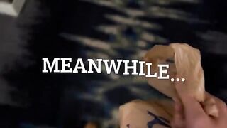 A blue-haired thick girl begs the delivery guy to fuck her