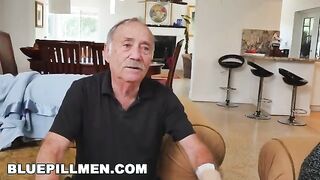 Sydney Sky gets buried under old man cock in a weird scene