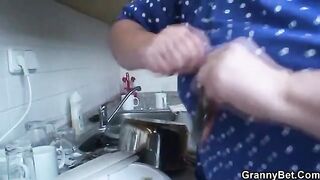 80 years old hot grandma gets banged by a young boy
