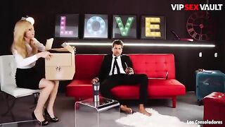 The first time with two guys for the Spanish beauty Claudia Bavel