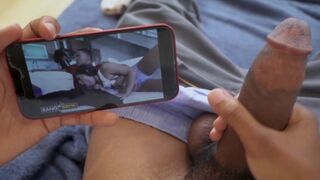 Young guy masturbates to his own porn featuring Julz Gotti in HD