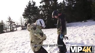A man picked up a skier and had hot sex with her in POV style