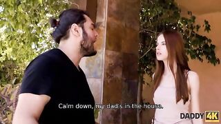 A sexy girl forgot her boyfriend and had sex with the father