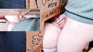 A girl got her pussy filled with cum through the glory hole three times