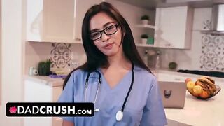Nurse stepdaughter Scarlett Alexis tests her stepdad’s endurance in a taboo encounter