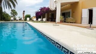 Little Caprice got fucked in the pool by a foreigner, showcasing her daring side