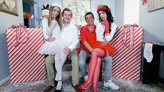 Hot Cute Stepdaughters Kyler Quinn and Alice Pink in a Christmas swap