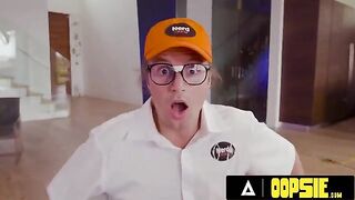 Jewelz Blu seduces the guys to fix her TV with her big tits