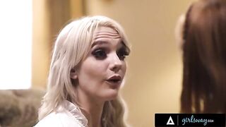 Kenna James passionately fucked by her lucky charm in a steamy Girlsway scene