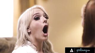 Kenna James passionately fucked by her lucky charm in a steamy Girlsway scene