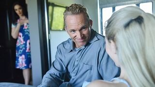 Hot step daughter Jane Wilde rides her step dad’s fat cock in a taboo scene