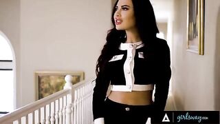 Gorgeous Bella Rolland caught with stacked mistress in a steamy scene