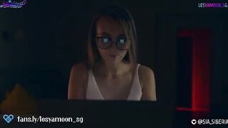 Petite Lesya Moon terrified in a scary Halloween story