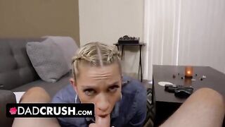 Blonde step daughter Khloe Kapri seduces her step daddy to get fucked in POV style