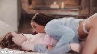Skinny babes are having sensual lesbian sex, showcasing their passion