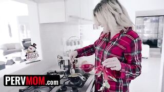 Busty stepmom Cory Chase fucks her stepson during the holiday season in a taboo roleplay scene