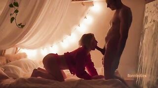 A pair have a rough sex session and create cum inside